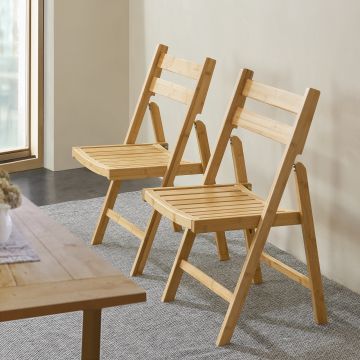 Összecsukható szék 2 db-os szettben Gran bambuszból [en.casa]