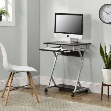 [en.casa]® Számítógépasztal gurulós munkaállomás 60 x 40 x 75 cm íróasztal görgőkkel
