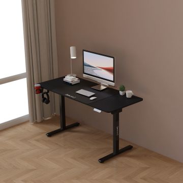 Állítható magasságú íróasztal Stryn 140 x 60 cm fekete [pro.tec]