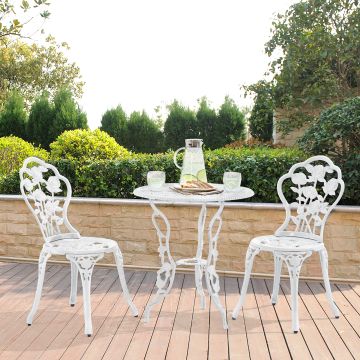 Bisztró szett Wakefield kerti asztal két székkel vintage fehér [casa.pro]