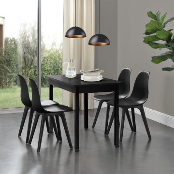 [en.casa]® Étkezőszék szett Lendava 4 db design szék műanyag 83x54x48 cm fekete