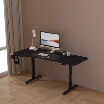 Állítható magasságú íróasztal Virolahti 160 x 75 cm fekete [pro.tec]