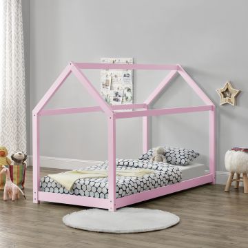 Gyermekágy házikó formájú gyerekágy 200x90 cm rózsaszín [en.casa]® 