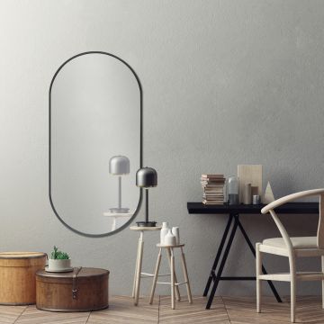 Fürdőszobai fali tükör Corato 40x80 cm alumínium fekete [en.casa]
