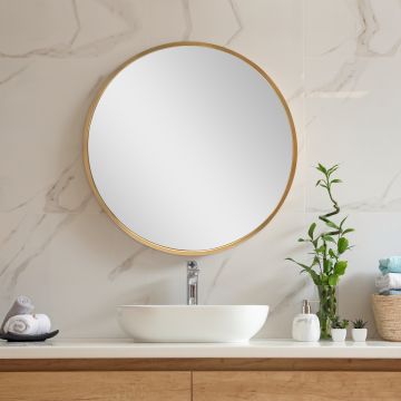Fürdőszobai fali tükör Modugno (Ø): 50 cm arany színű [en.casa]