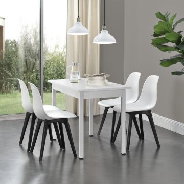 [en.casa]® Étkezőszék szett Lendava 6 db design szék műanyag 83x54x48 cm fehér és fekete