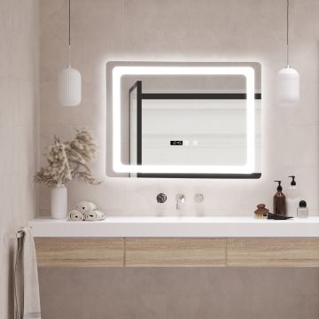 LED-es fürdőszobai tükör Casoli 45x60cm ezüst kerettel [pro.tec]