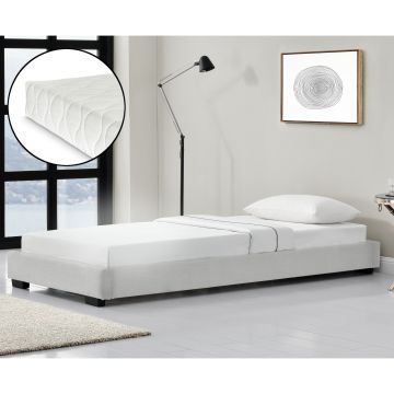 Modern műbőr kárpitozott ágy matraccal fehér 200 x 90 cm Cоrium® 