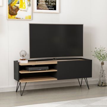 TV-állvány Dronninglund 50x124x37 cm fekete fa hatású [en.casa] 