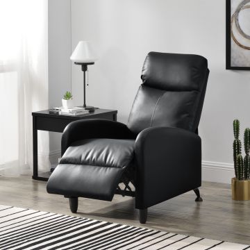Relax fotel TV fotel kárpitozott fotel dönthető háttámlával fekvőfotel műbőr fekete [en.casa]® 