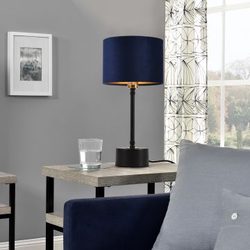 [lux.pro]® Asztali lámpa Deventer éjjeli lámpa design 39cm x ø18 cm kék búra