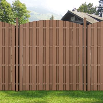 [neu.holz]® Kerítés WPC kerítéselem félköríves kerítéspanel 185 x 193 cm barna