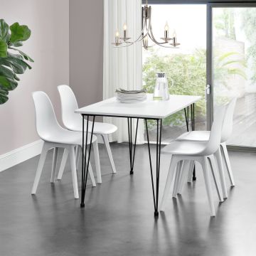 [en.casa] Étkezőasztal hajtűlábakkal Cantenbury 4 személyes design konyhai asztal 120 x 70 cm fehér