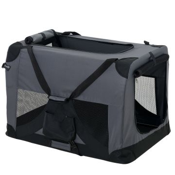 [pro.tec]® Kisállat hordozó szállító táska box S  49.5 x 34.5 cm szürke kutya macska 