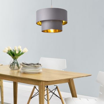 Függőlámpa Lopar mennyezeti lámpa E27 fém+textil szürke-arany  lámpabúra Ø 30 cm [lux.pro]®  