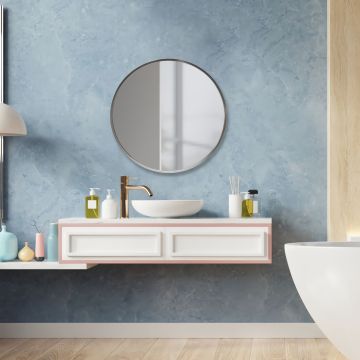 Fürdőszobai fali tükör Modugno (Ø): 60 cm ezüst színű [en.casa]