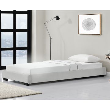 Kárpitozott ágy műbőr ágy ágykeret ágyráccsal 90x200 cm fehér Corium®