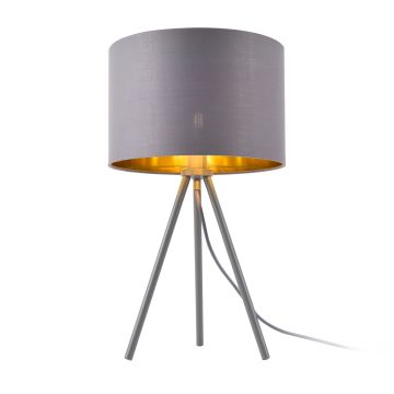 Asztali lámpa Metz 1 x E14 fém/textil 51 cm szürke/arany [lux.pro]
