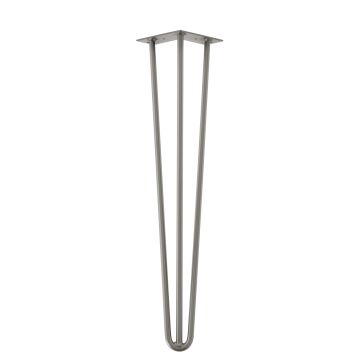 [en.casa]® Hairpin leg hajtűláb 72 cm stílusos asztalláb 4 darabos szett ezüst háromágú