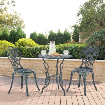 Bisztró szett Wakefield kerti asztal két székkel vintage zöld [casa.pro] 