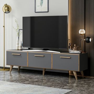 TV-állvány Brønderslev 45x160x37 cm forgácslap antracit fa hatású [en.casa] 