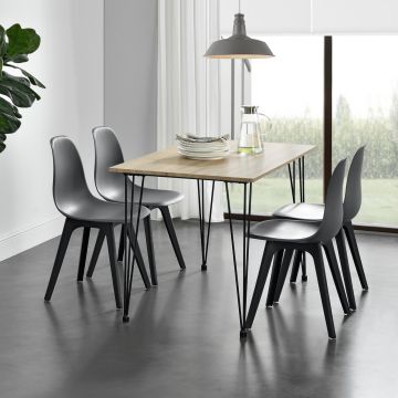 [en.casa] Étkezőasztal hajtűlábakkal Cantenbury 4 személyes design konyhai asztal 120 x 70 cm tölgyfa-hatás