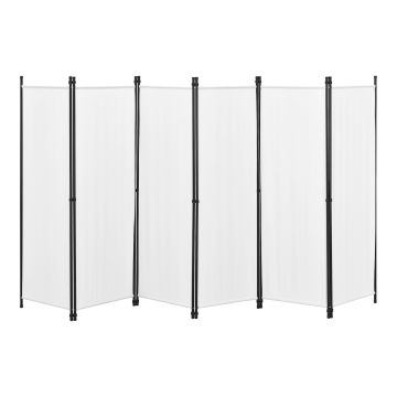 Paraván Huesca 6-paneles fehér acél/poliészter 171x300 cm összecsukható [en.casa]