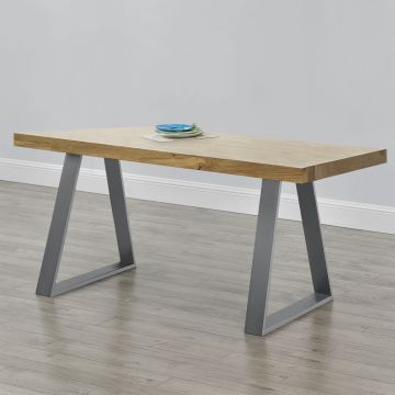 [en.casa]® Asztalláb 2-es szettben, korlattal, Acélszürke,70x10x72 cm