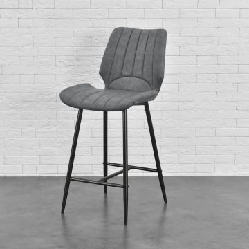 [en.casa]® Bárszék Planica 102,5x46,5x51 cm 6 darab kárpitozott velúrbőr utánzat szögletes konyhai szék sötétszürke