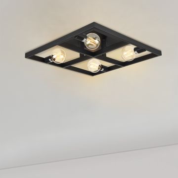 [lux.pro]® Mennyezeti lámpa Larisa 59,5 x 59,5 x 12 cm dekoratív design lámpa fém fekete 