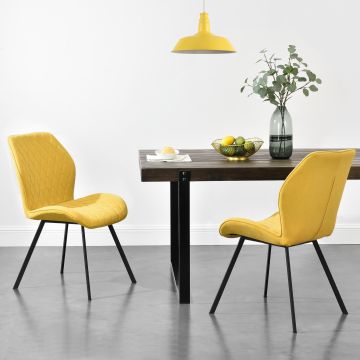 Étkezőszék Sarpsborg 2 darabos párnázott textil design szék szett  89 x 51 x 64 cm sárga [en.casa]® 