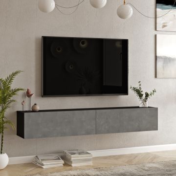 TV-állvány Lapinlahti 29,5 x 180 x 31,5 cm fekete / betonhatású [en.casa]