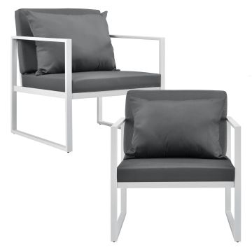 Kerti fotel szék Lerum 2 darabos szett fehér [casa.pro]