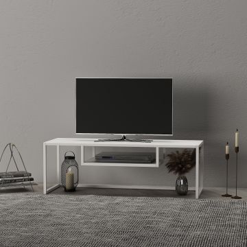 TV-állvány Isokyrö fém 120x40x40 cm fehér [en.casa]