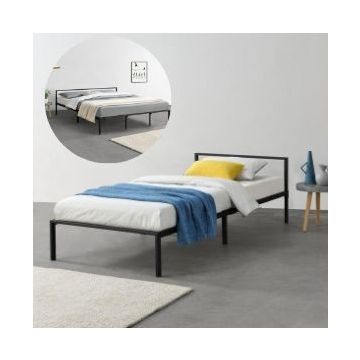 Fémkeretes ágy Imatra ágyráccsal minimalista stílusú fekete különböző méretekben [en.casa]® 