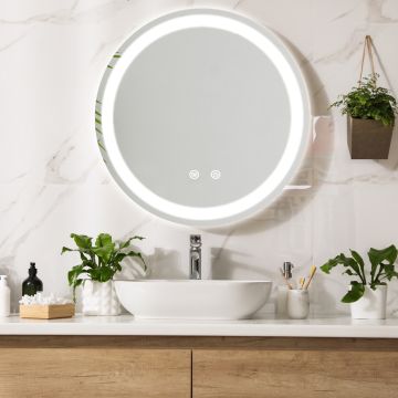 LED-es fürdőszobai tükör Maratea Ø70cm ezüst kerettel [pro.tec]