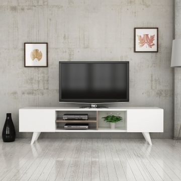 TV-állvány Assens 40x160x31 cm forgácslap műanyag fehér dió  [en.casa]