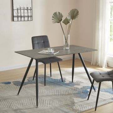 Étkezőasztal Fitjar 6 személyes 140x80 cm beton-hatású [en.casa]