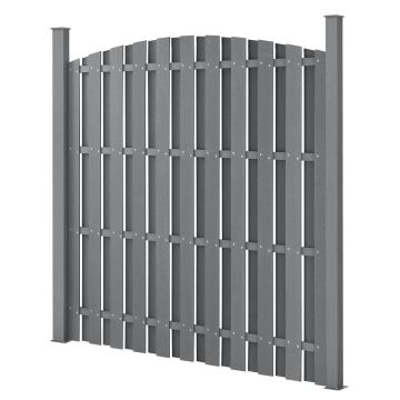 [neu.holz]® Kerítés WPC kerítéselem félköríves kerítéspanel 185 x 193 cm szürke