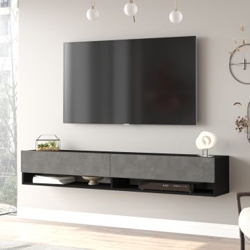 TV-állvány Laitila 180x31,5x29,5cm fekete/betonszínű [en.casa]