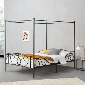 [en.casa] Baldachinos ágy Finström 200kg dupla ágy porszórt acél különböző színekben és méretekben