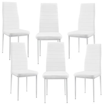 [en.casa]® Étkezőszék párnázott műbőr szék Graz 6 darabos szett 96 x 43 cm fehér