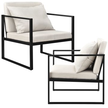 [en.casa]® 2 x Design fotel 70 x 60cm karosszék hátpárnával kényelmes szék kartámasszal homokszín