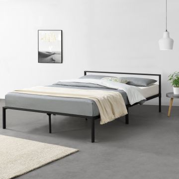 Fémkeretes ágy Imatra ágyráccsal 160x200cm minimalista stílusú fekete szinterezett [en.casa]® 