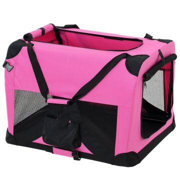 [pro.tec]® Kisállat hordozó szállító táska box S  49.5 x 34.5 cm pink kutya macska 