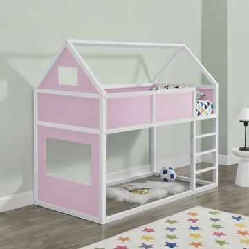 Gyerekágy létrával 90x200 cm emeletes ágy házikóágy fenyőfából magasfekhelyes ágy több színben [en.casa]®