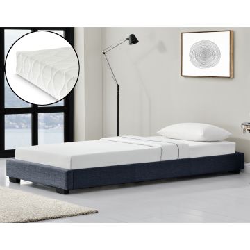 Modern textil kárpitozott ágy matraccal sötétszürke 200 x 90 cm Cоrium® 