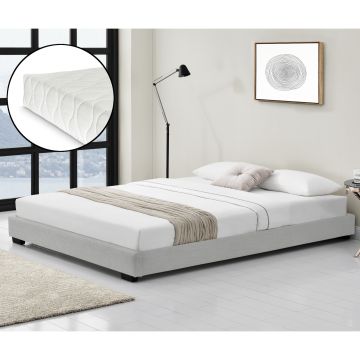 Modern műbőr kárpitozott ágy matraccal fehér 200 x 180 cm Cоrium® 