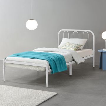 Fémkeretes ágy ágyráccsal 90x200cm fehér szinterezett [en.casa]®  
