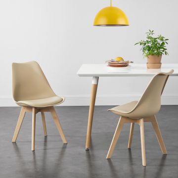 [en.casa]® Étkezőszék Dubrovnik Többszínben szett 6 darabos székborítás: 100% PU műbőr széklábak: bükkfa konyhaszék 81 x 49 x 57 cm